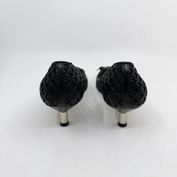 MIU MIU Black Laser-Cutout Ballet Kitten Heel Pumps - Picture 3 of 11